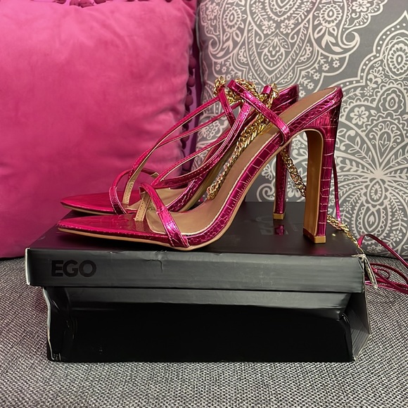 VIBEZ LACE UP CHAIN STRAP POINTED TOE STILETTO HEEL 💕 - Picture 4 of 9